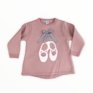 Maglione rosa con scarpette e fiocco sardon bambini catania solandia